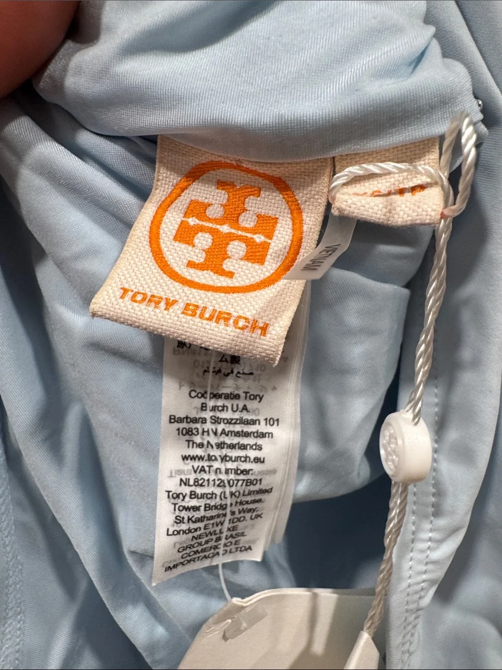 Tory Burch Light Blue V-Neck Bandeau One-Piece
